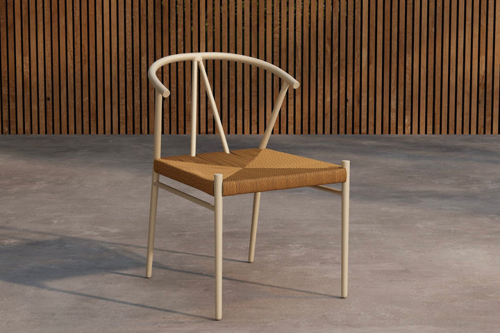 Venture Home Alfons Spisebordsstol - Beige Pulverlakering / Naturlig rotting