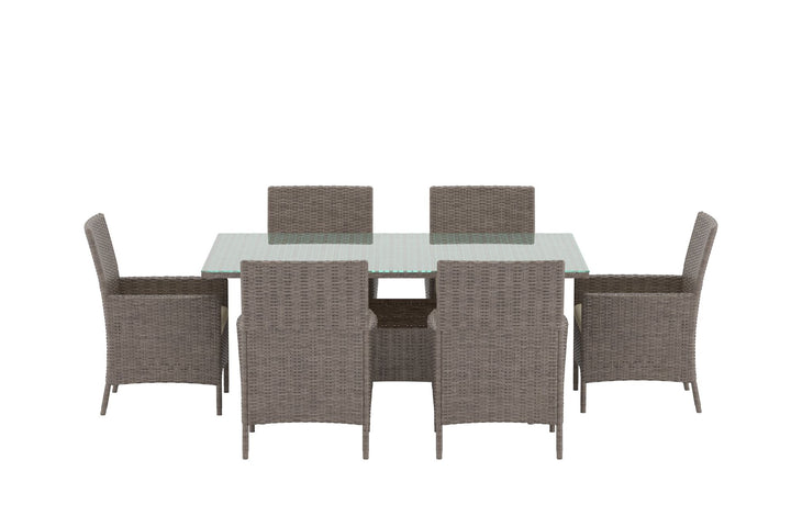 Venture Home Lefkas Rektangulært Spisesæt - Brun Stålrattan