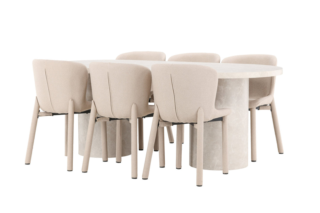 Venture Home Narvik Table - Beige with 6 Astoria Chair - Beige