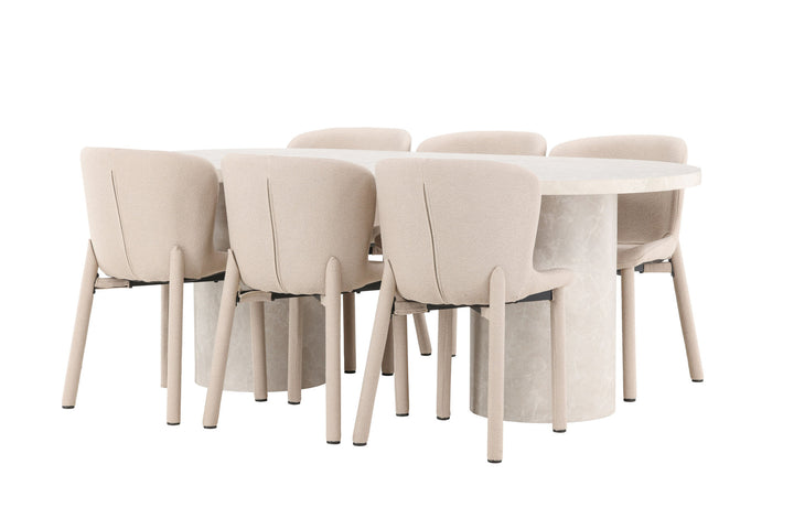 Venture Home Narvik Table - Beige with 6 Astoria Chair - Beige