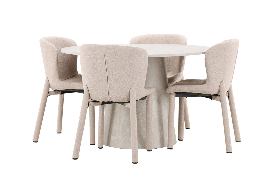 Venture Home Lanzo Table - Beige with 4 Astoria Chair - Beige