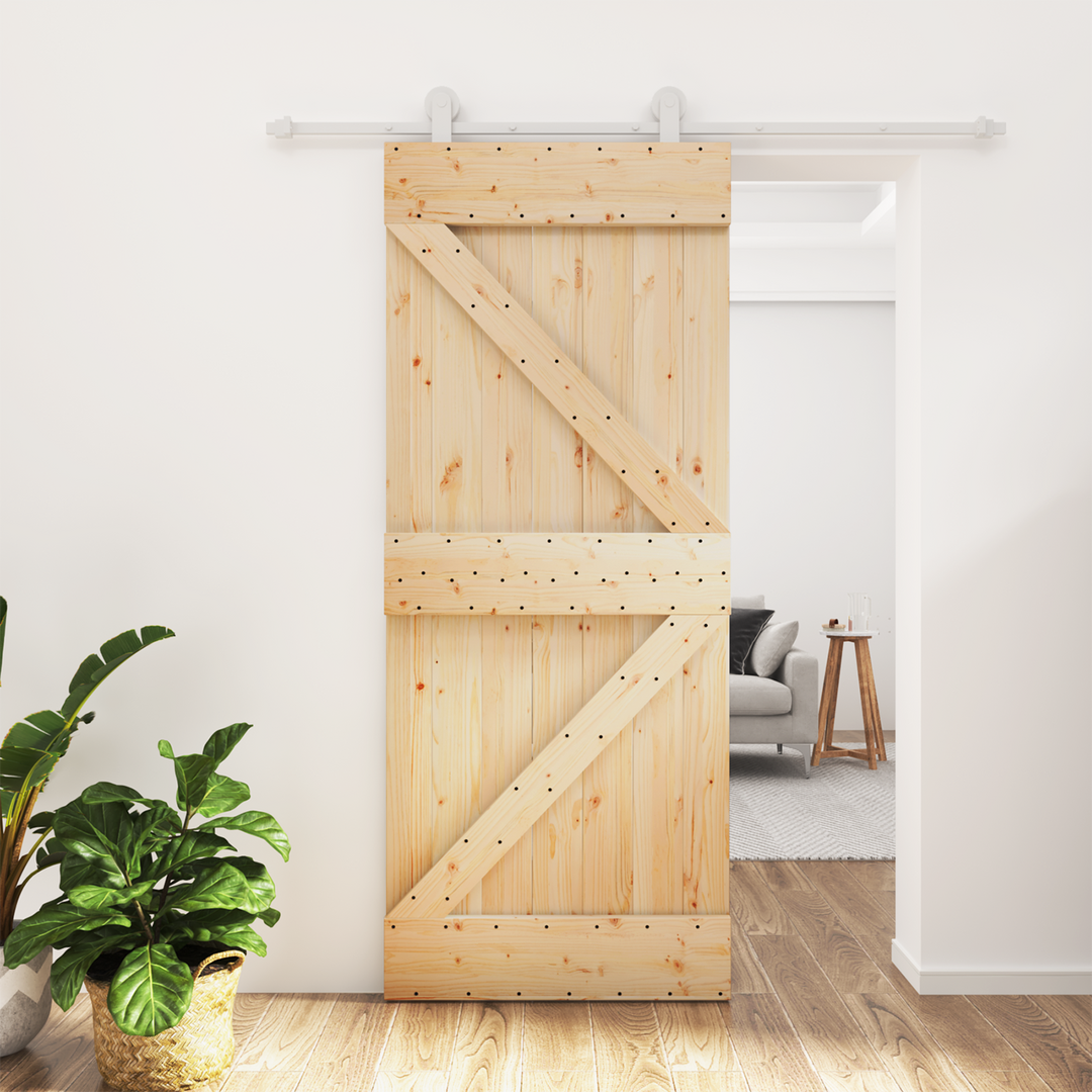 Skydedør Natur og hvid 85 x 210 cm Massivt Fyrretræ
