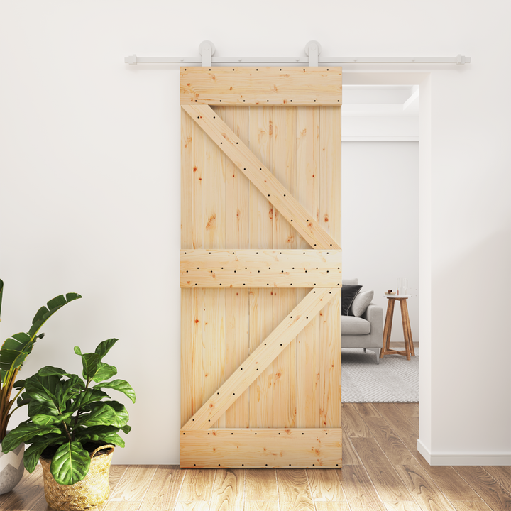 Skydedør Natur og hvid 85 x 210 cm Massivt Fyrretræ
