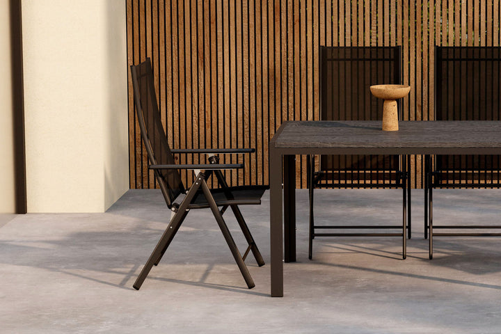 Venture Home Mirko Dining Table - Black + Levanzo Diningchair - Black x 4
