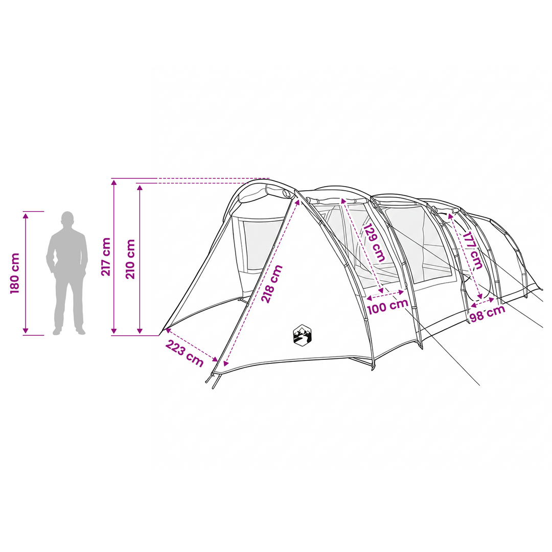 Tunneltelt Blå 675 x 392 x 210 cm 185T Polyester med PU Coating