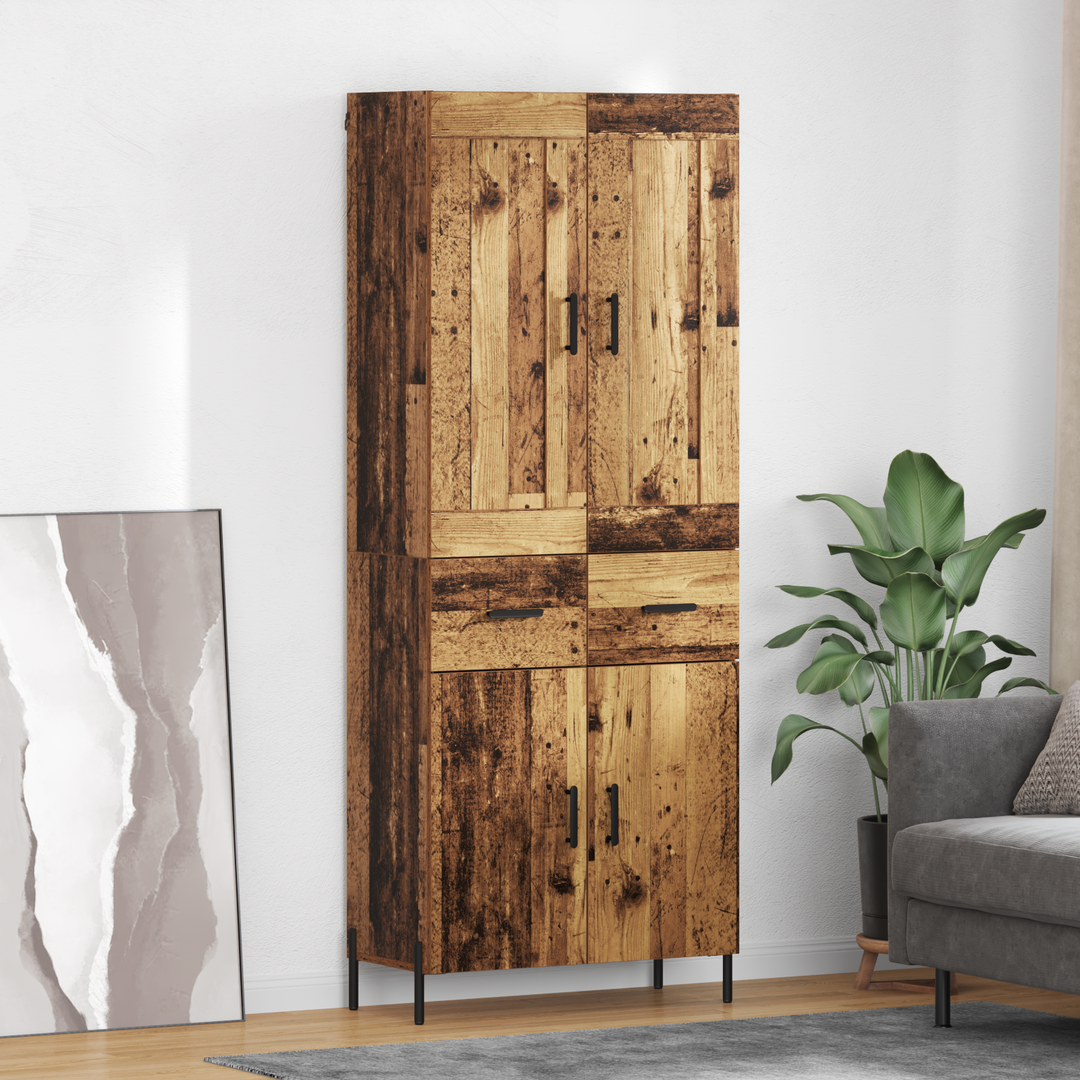 Highboard 2 pcs Gammelt træ Konstrueret træ