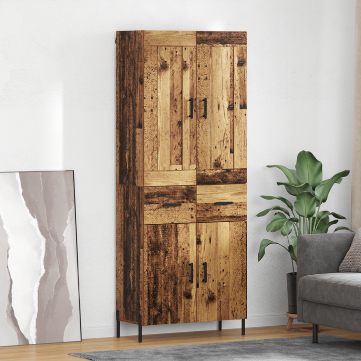 Highboard 2 pcs Gammelt træ Konstrueret træ
