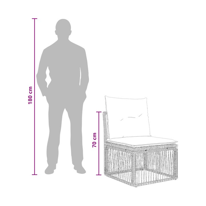 Armløs sofa enhed Beige polyrattan