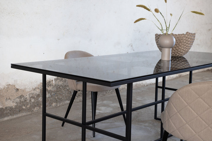 Venture Home Leif Dining Table - Black / Black smoked smoked Glass