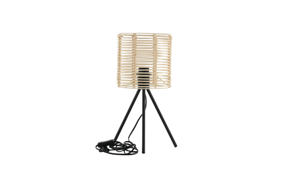 Venture Home Fence -Table Lamp - Black/Natural Rattan