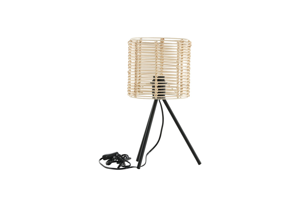 Venture Home Fence -Table Lamp - Black/Natural Rattan