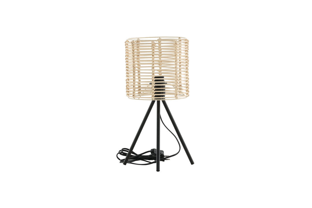 Venture Home Fence -Table Lamp - Black/Natural Rattan