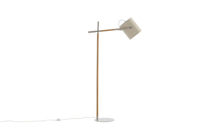 Venture Home Dennis -Floor Lamp - Beige / Wood/Beige Linen