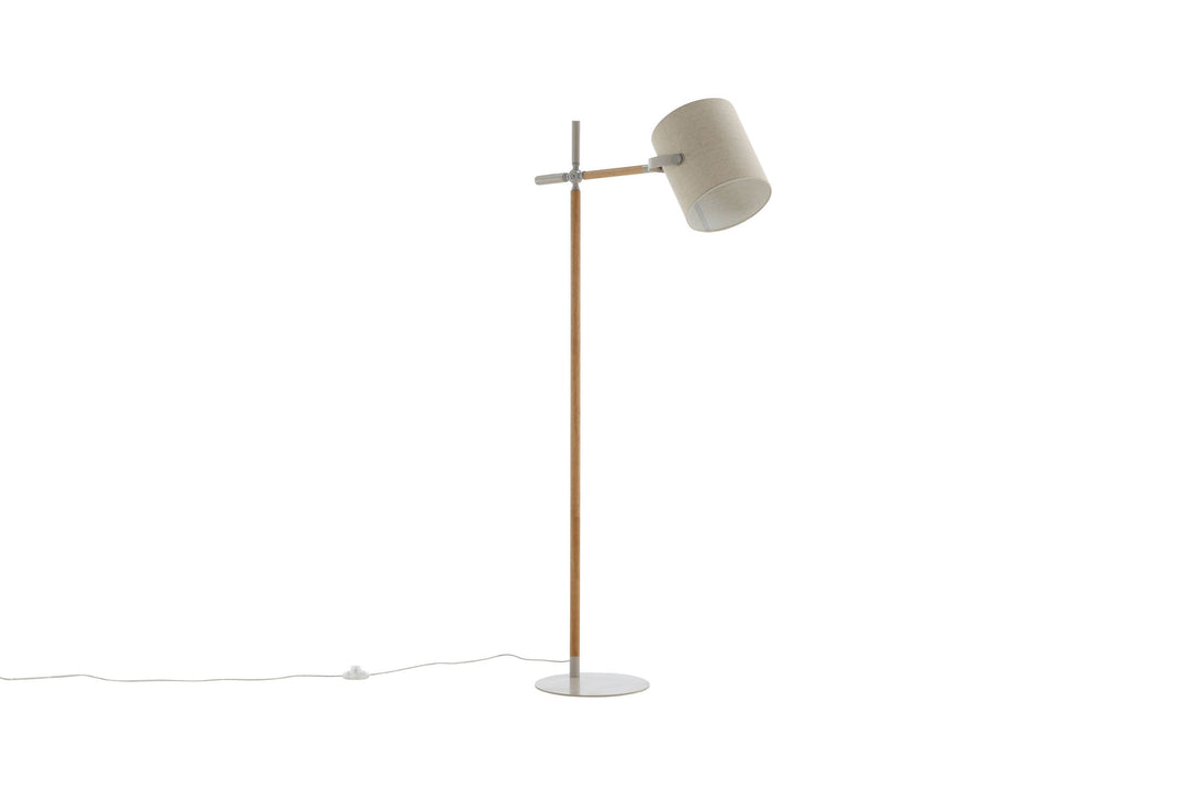 Venture Home Dennis -Floor Lamp - Beige / Wood/Beige Linen