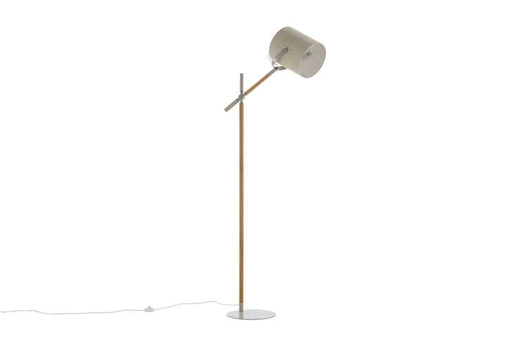 Venture Home Dennis -Floor Lamp - Beige / Wood/Beige Linen