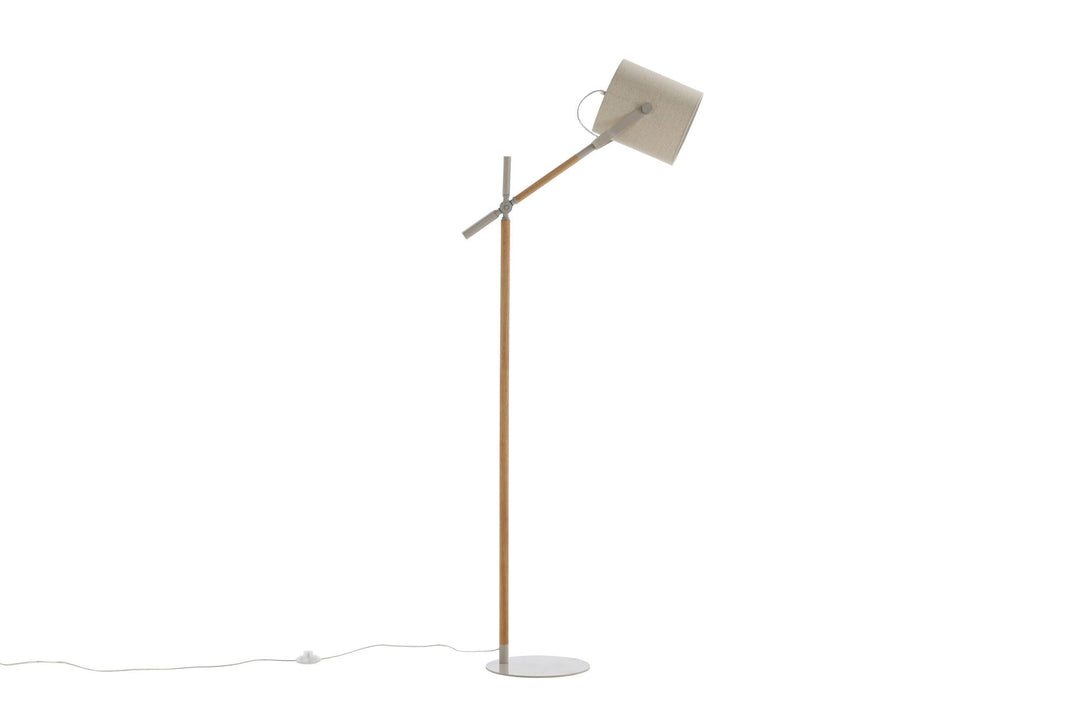 Venture Home Dennis -Floor Lamp - Beige / Wood/Beige Linen