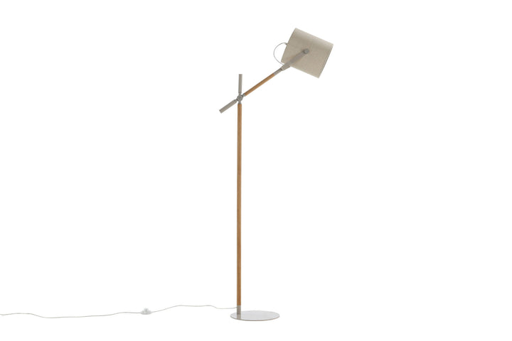 Venture Home Dennis -Floor Lamp - Beige / Wood/Beige Linen
