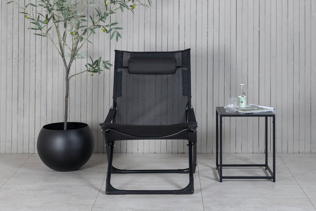 Venture Home Seville Foldable Relax Chair 2-pack - Black Frame/Black Cushion