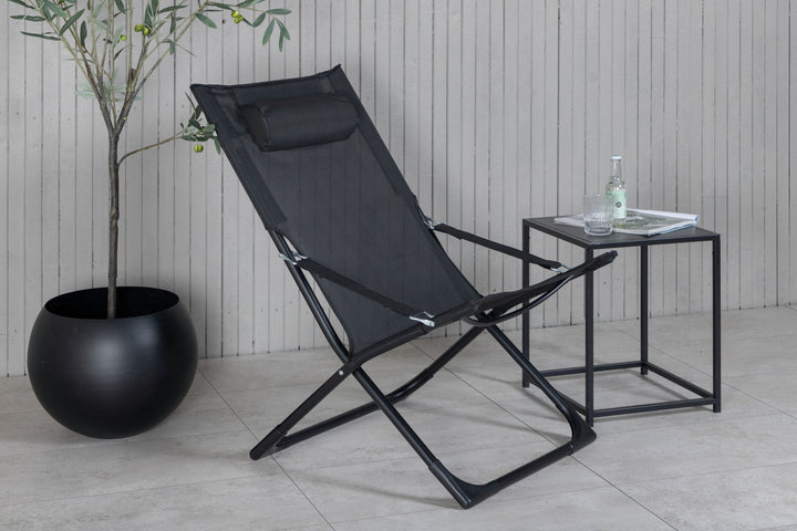 Venture Home Seville Foldable Relax Chair 2-pack - Black Frame/Black Cushion