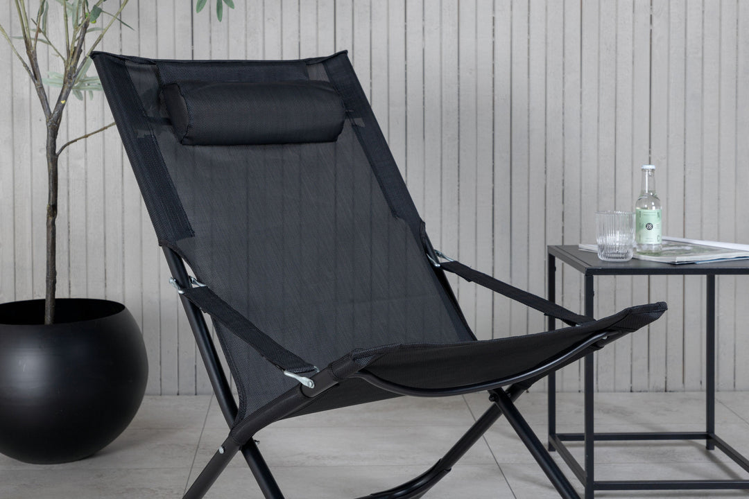 Venture Home Seville Foldable Relax Chair 2-pack - Black Frame/Black Cushion