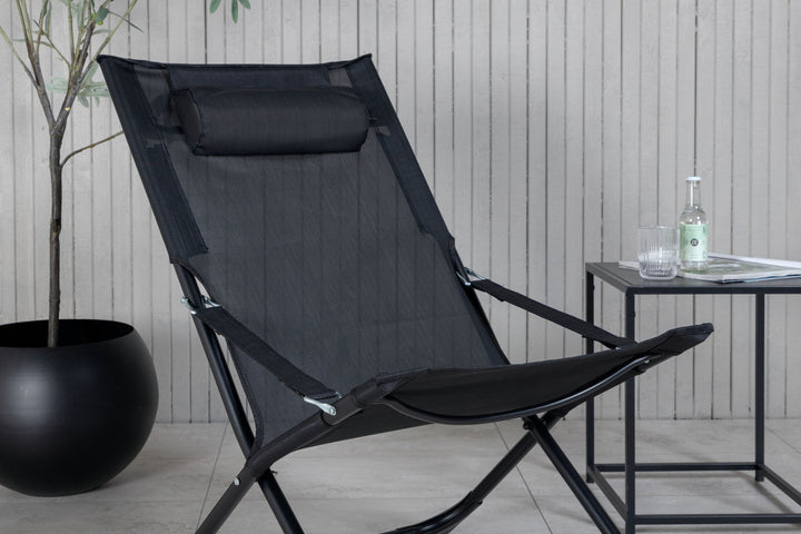Venture Home Seville Foldable Relax Chair 2-pack - Black Frame/Black Cushion