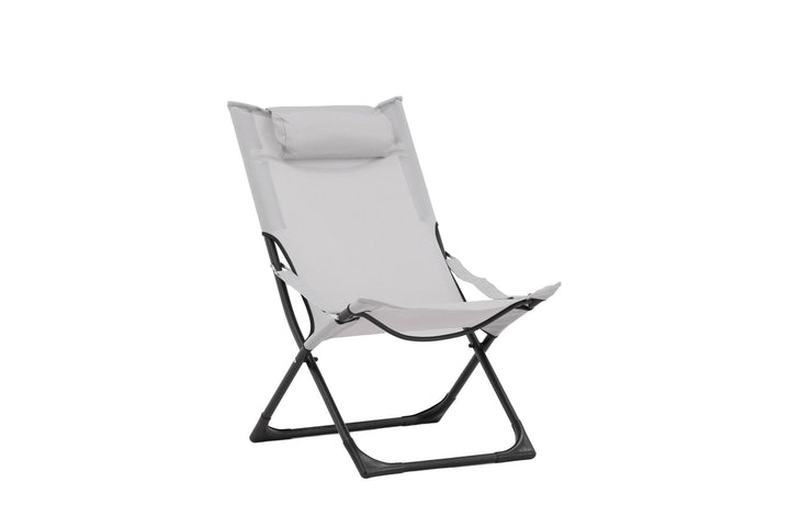 Venture Home Seville Foldable Relax Chair 2-pack - Black Frame/Grey Cushion