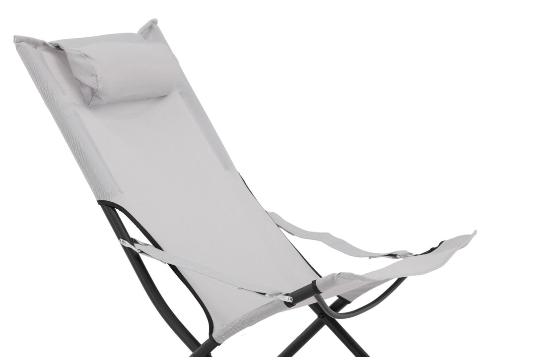 Venture Home Seville Foldable Relax Chair 2-pack - Black Frame/Grey Cushion
