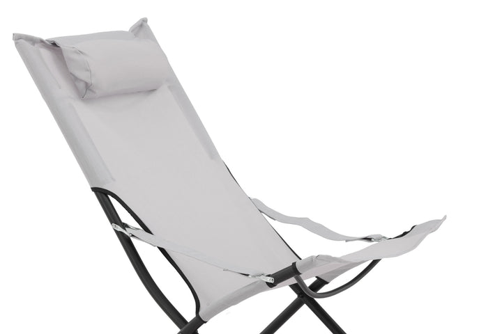 Venture Home Seville Foldable Relax Chair 2-pack - Black Frame/Grey Cushion