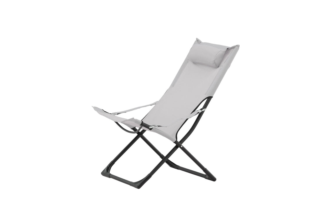 Venture Home Seville Foldable Relax Chair 2-pack - Black Frame/Grey Cushion
