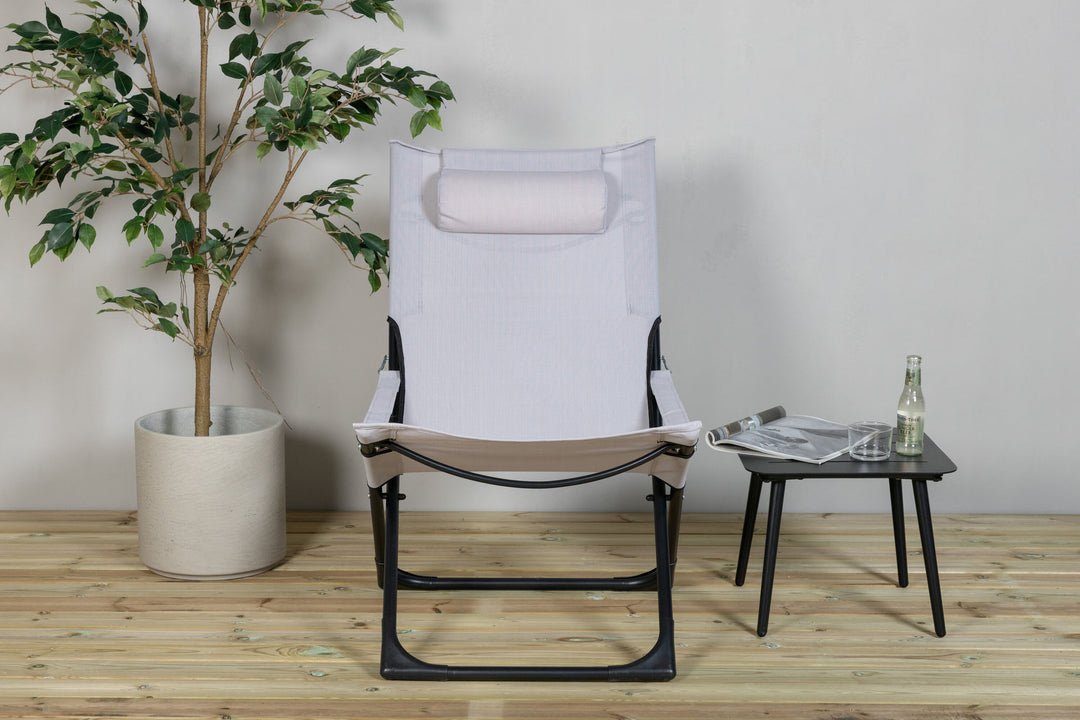 Venture Home Seville Foldable Relax Chair 2-pack - Black Frame/Grey Cushion