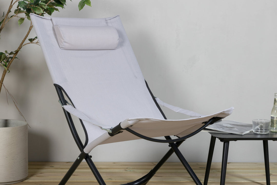 Venture Home Seville Foldable Relax Chair 2-pack - Black Frame/Grey Cushion