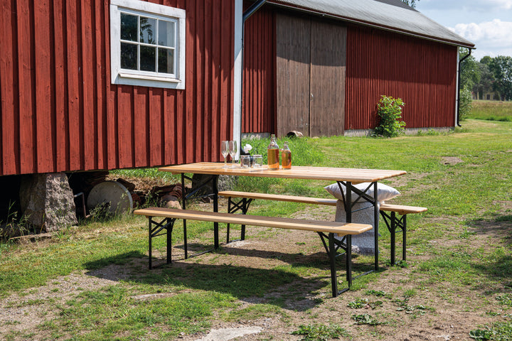 Venture Home Guniess - Foldable Table + benches - Black ,  Wood