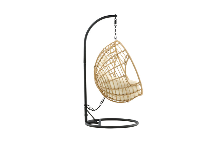 Venture Home Viga - Hanging Chair Round - Black Frame / Natur Wicker / Offwhite Cushion