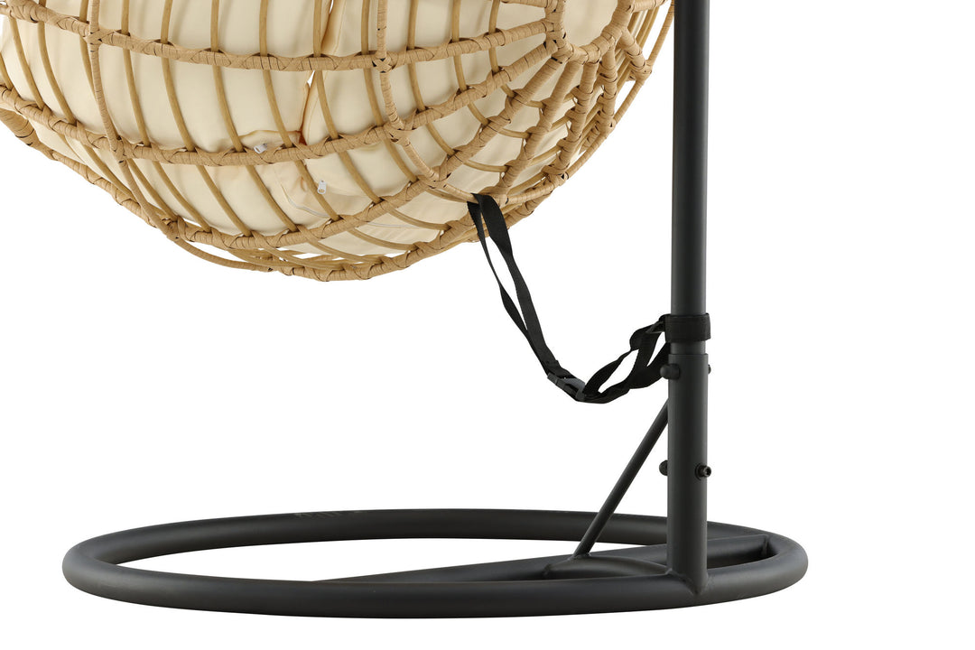 Venture Home Viga - Hanging Chair Round - Black Frame / Natur Wicker / Offwhite Cushion