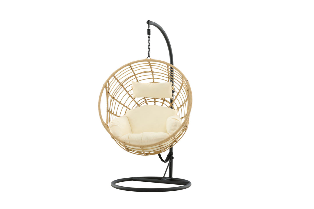 Venture Home Viga - Hanging Chair Round - Black Frame / Natur Wicker / Offwhite Cushion