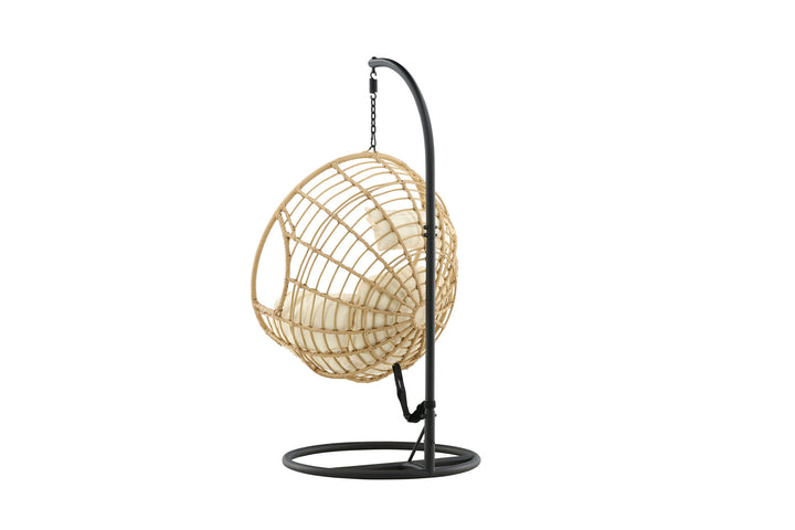 Venture Home Viga - Hanging Chair Round - Black Frame / Natur Wicker / Offwhite Cushion