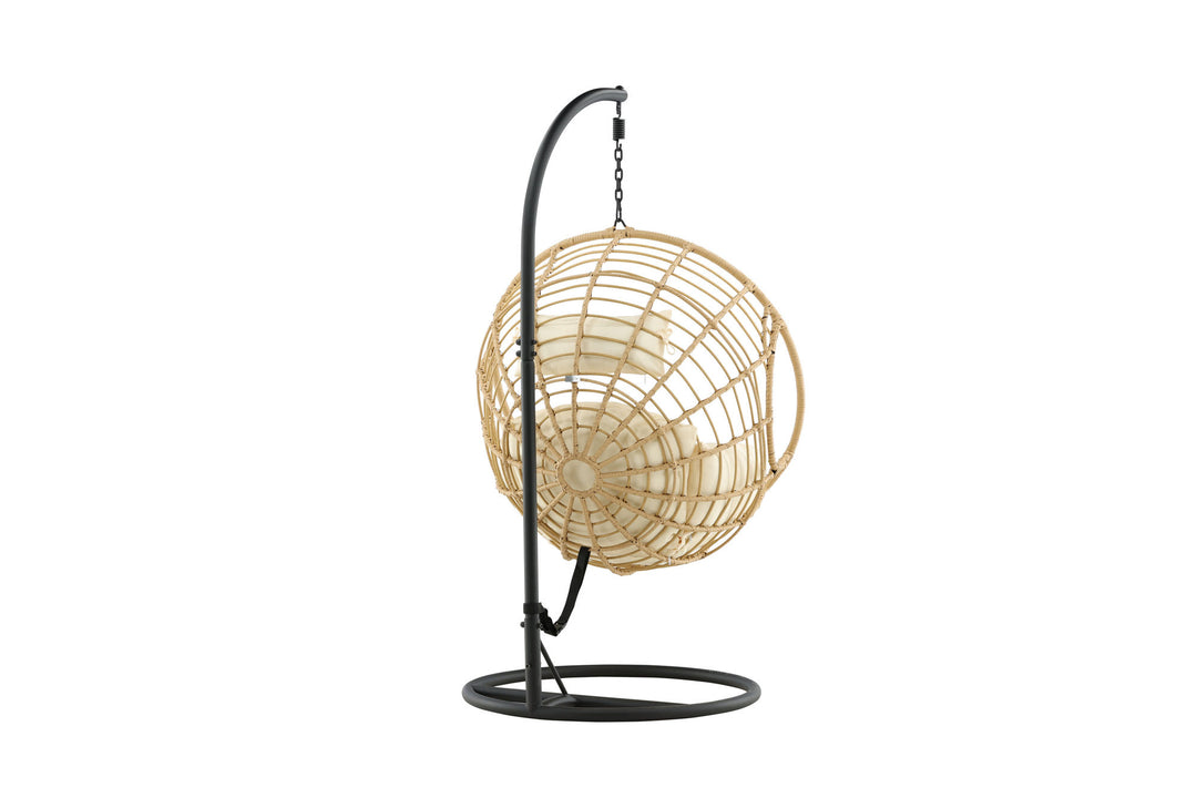Venture Home Viga - Hanging Chair Round - Black Frame / Natur Wicker / Offwhite Cushion