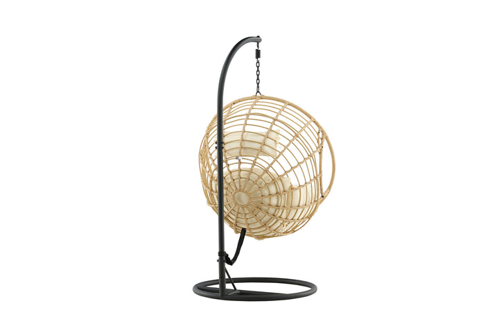 Venture Home Viga - Hanging Chair Round - Black Frame / Natur Wicker / Offwhite Cushion