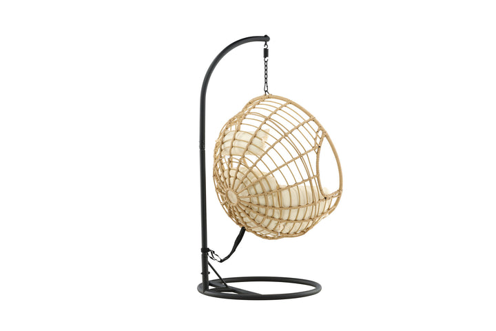 Venture Home Viga - Hanging Chair Round - Black Frame / Natur Wicker / Offwhite Cushion