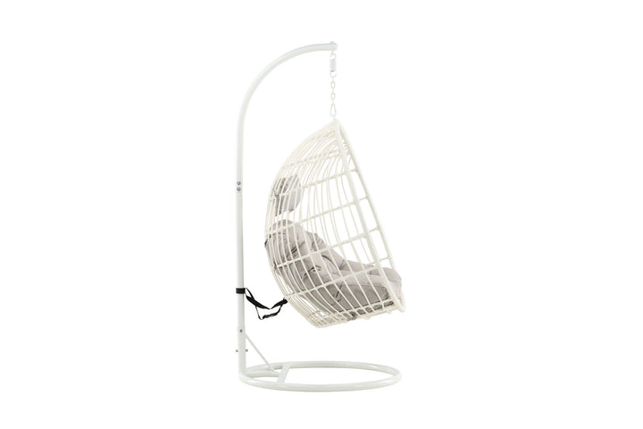 Venture Home Viga - Hanging Chair - White Frame / White Wicker / Grey Cushion