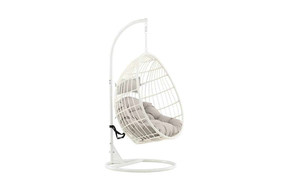 Venture Home Viga - Hanging Chair - White Frame / White Wicker / Grey Cushion