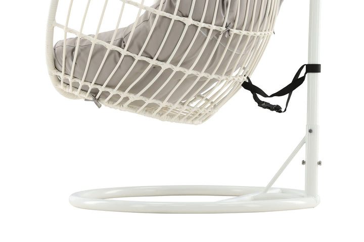 Venture Home Viga - Hanging Chair - White Frame / White Wicker / Grey Cushion