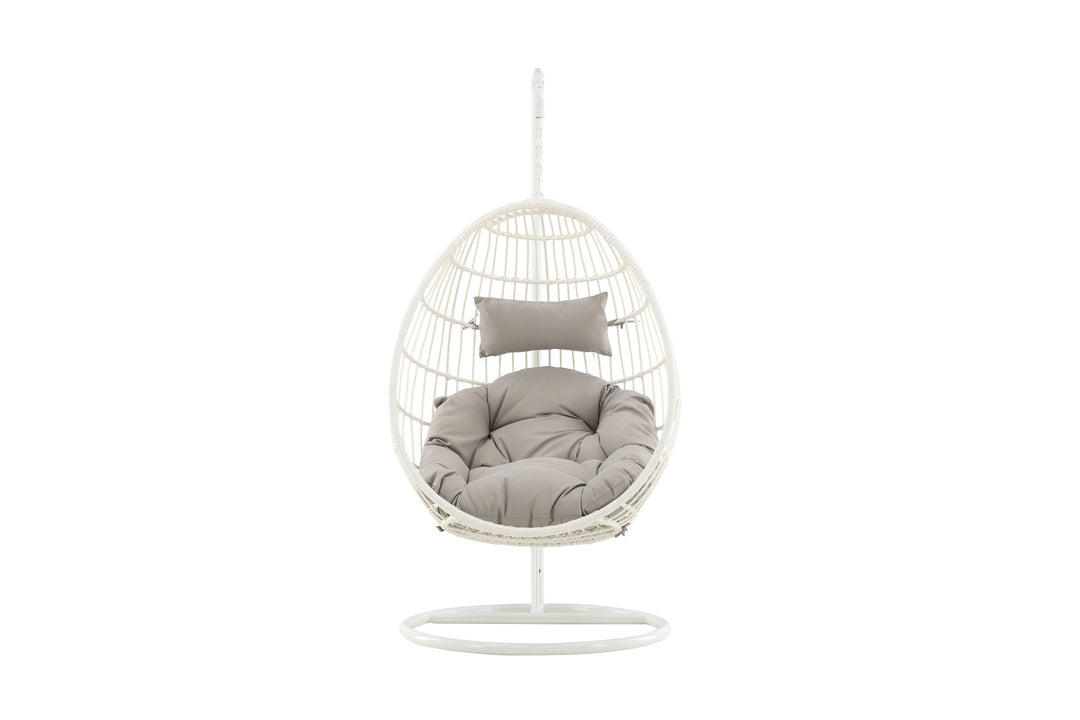 Venture Home Viga - Hanging Chair - White Frame / White Wicker / Grey Cushion