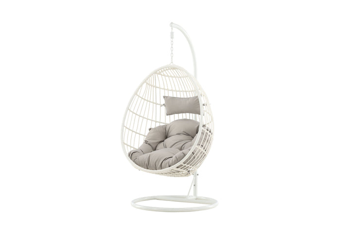 Venture Home Viga - Hanging Chair - White Frame / White Wicker / Grey Cushion