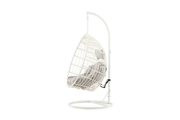 Venture Home Viga - Hanging Chair - White Frame / White Wicker / Grey Cushion