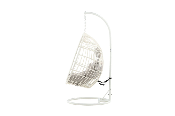 Venture Home Viga - Hanging Chair - White Frame / White Wicker / Grey Cushion