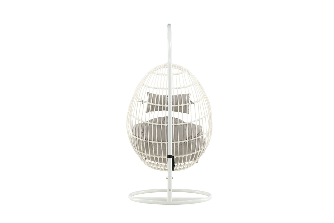 Venture Home Viga - Hanging Chair - White Frame / White Wicker / Grey Cushion