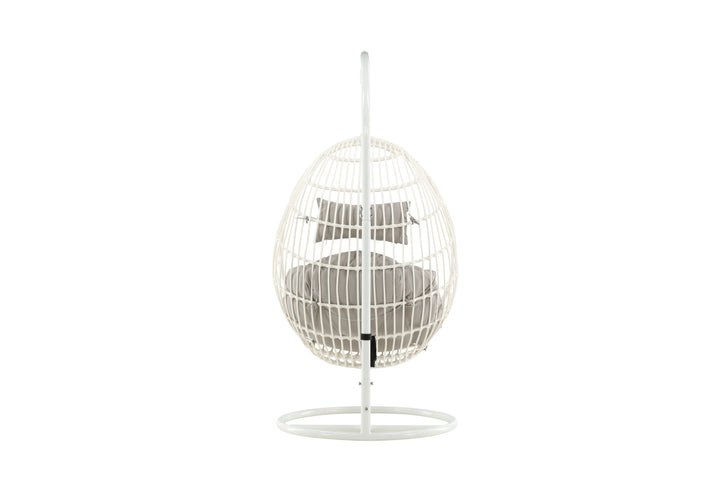Venture Home Viga - Hanging Chair - White Frame / White Wicker / Grey Cushion