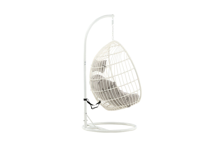 Venture Home Viga - Hanging Chair - White Frame / White Wicker / Grey Cushion