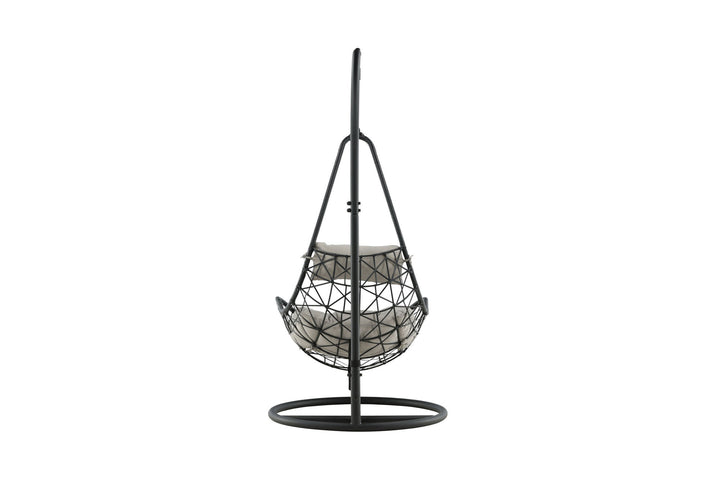 Venture Home Vide Hanging Chair - Black Frame / Black Wicker / Grey Cushion